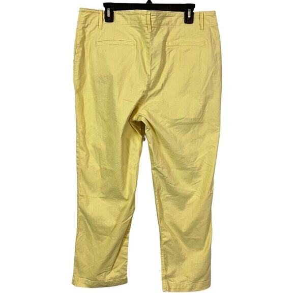 Ann Taylor Loft The Slim Yellow Khaki Stretch Cotton Flat Front Pants Womens 14 - Picture 13 of 16